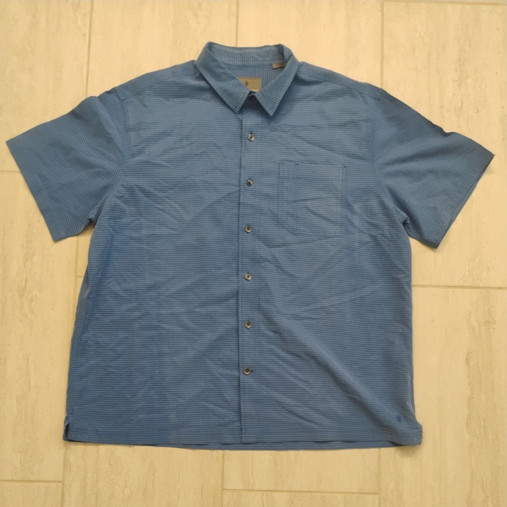 Royal Robbins Mens Short Sleeve Button Up Shirt XXL 2XL Blue Check Travel Camp